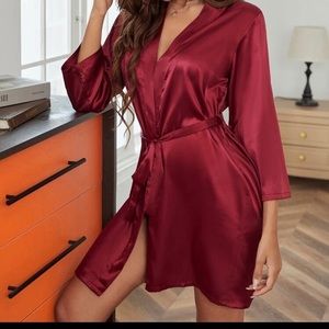 Satin Bridesmaid Robe in burghandy